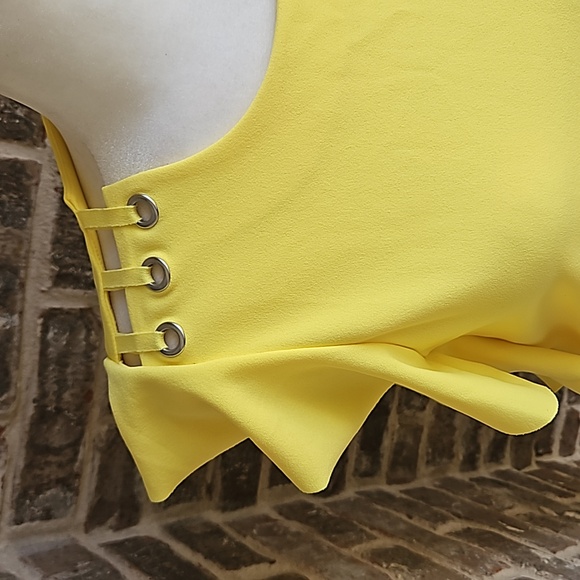 Zara Bright Yellow Ruffle and Rivet Sleeve Dress - Picture 3 of 5